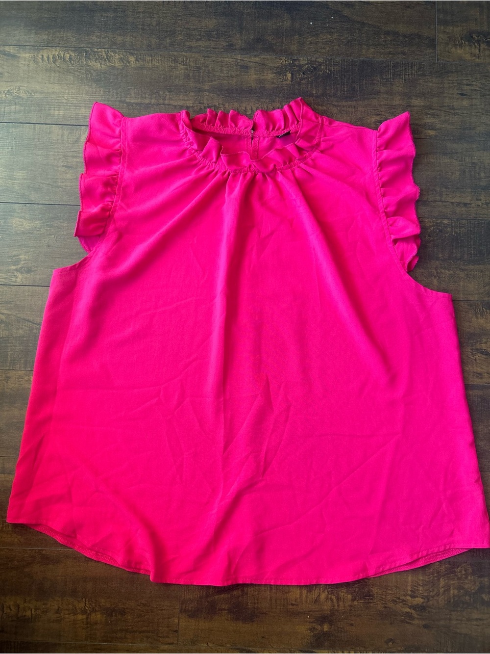 SHEIN Hot Pink Ruffle Neck Sleeveless Camisole